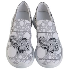 Elegant Mandala Elephant In Black And Wihte Women s Lightweight Slip Ons by FantasyWorld7