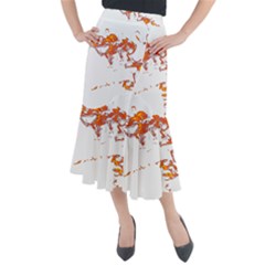 Can Walk On Fire, White Background Midi Mermaid Skirt by picsaspassion