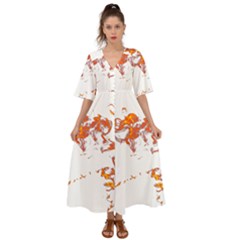 Can Walk On Fire, White Background Kimono Sleeve Boho Dress by picsaspassion