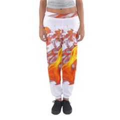 Can Walk On Volcano Fire, White Background Women s Jogger Sweatpants by picsaspassion