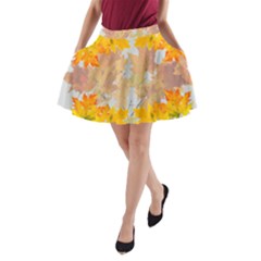 Autumn Maple Leaves, Floral Art A-line Pocket Skirt by picsaspassion