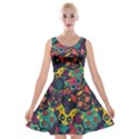 Colorful Mexican Calavera Cat Velvet Skater Dress View1