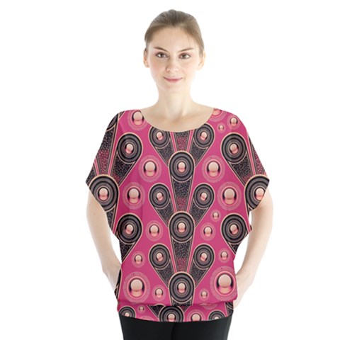 Background Abstract Pattern Batwing Chiffon Blouse by HermanTelo