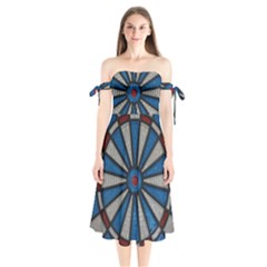 Darts Throw Shoulder Tie Bardot Midi Dress by HermanTelo