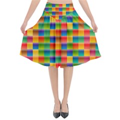 Background Colorful Abstract Flared Midi Skirt by HermanTelo