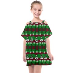 Snow Trees And Stripes Kids  One Piece Chiffon Dress by bloomingvinedesign