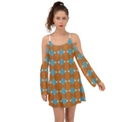 Pattern Brown Triangle Kimono Sleeves Boho Dress by HermanTelo