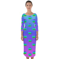 Rainbow Cats Quarter Sleeve Midi Bodycon Dress by pepitasart