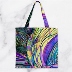 Happpy (4) Zipper Grocery Tote Bag by nicholakarma