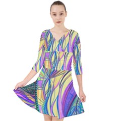 Happpy (4) Quarter Sleeve Front Wrap Dress by nicholakarma