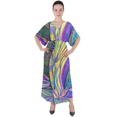 Happpy (4) V-neck Boho Style Maxi Dress by nicholakarma