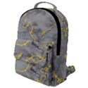 Marble neon retro light gray with gold yellow veins texture floor background retro neon 80s style neon colors print luxuous real marble Flap Pocket Backpack (Small) View1