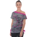 Marble light gray with bright magenta pink veins texture floor background retro neon 80s style neon colors print luxuous real marble Tie-Up Tee View1