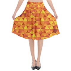 Background Triangle Circle Abstract Flared Midi Skirt by HermanTelo