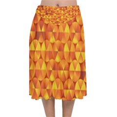 Background Triangle Circle Abstract Velvet Flared Midi Skirt by HermanTelo