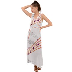 Music Notes Clef Sound V-neck Chiffon Maxi Dress by HermanTelo