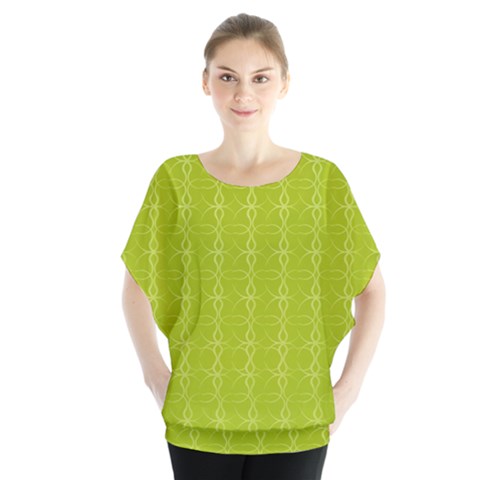 Background Texture Pattern Green Batwing Chiffon Blouse by HermanTelo