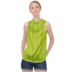 Background Texture Pattern Green High Neck Satin Top by HermanTelo