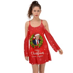 Make Christmas Great Again With Trump Face Maga Kimono Sleeves Boho Dress by snek