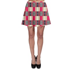 Background Texture Plaid Red Skater Skirt by HermanTelo