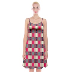 Background Texture Plaid Red Spaghetti Strap Velvet Dress by HermanTelo