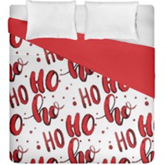 Christmas Watercolor Hohoho Red Handdrawn Holiday Organic And Naive Pattern Duvet Cover Double Side (king Size) by genx