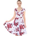 Christmas Watercolor hohoho red handdrawn holiday organic and naive pattern Cap Sleeve Front Wrap Midi Dress View1