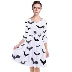 Bats Pattern Quarter Sleeve Waist Band Dress by Sobalvarro