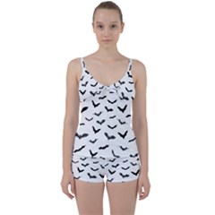 Bats Pattern Tie Front Two Piece Tankini by Sobalvarro