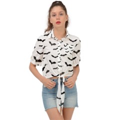 Bats Pattern Tie Front Shirt  by Sobalvarro