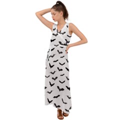 Bats Pattern V-neck Chiffon Maxi Dress by Sobalvarro