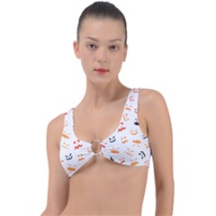 Pumpkin Faces Pattern Ring Detail Bikini Top by Sobalvarro