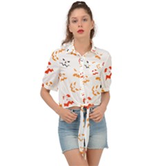 Pumpkin Faces Pattern Tie Front Shirt  by Sobalvarro