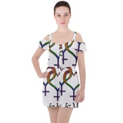 Mrs  And Mrs  Ruffle Cut Out Chiffon Playsuit by LiveLoudGraphics