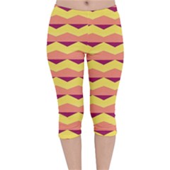 Background Colorful Chevron Velvet Capri Leggings  by HermanTelo