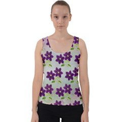 Purple Flower Velvet Tank Top by HermanTelo