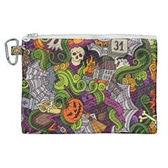 Halloween Doodle Vector Seamless Pattern Canvas Cosmetic Bag (xl) by Sobalvarro