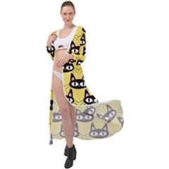 Cute Black Cat Pattern Maxi Chiffon Beach Wrap by Valentinaart