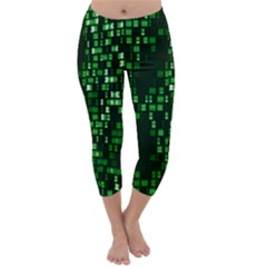 Abstract Plaid Green Capri Winter Leggings  by HermanTelo