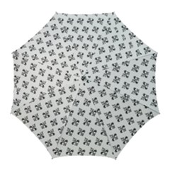 French France Fleur De Lys Metal Pattern Black And White Antique Vintage Golf Umbrellas by Quebec