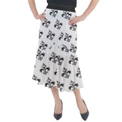 French France Fleur De Lys Metal Pattern Black And White Antique Vintage Midi Mermaid Skirt by Quebec