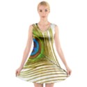 Peacock Feather Plumage Colorful V-Neck Sleeveless Dress View1