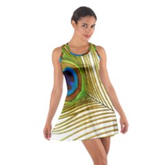 Peacock Feather Plumage Colorful Cotton Racerback Dress by Sapixe