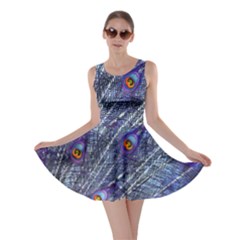 Peacock Feathers Color Plumage Blue Skater Dress by Sapixe