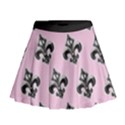 French France Fleur De Lys Metal Pattern black and white antique vintage pink and black rocker Mini Flare Skirt View1