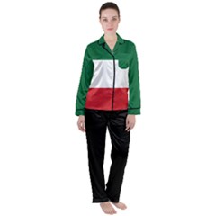 Flag Patriote Quebec Patriot Red Green White Modern French Canadian Separatism Black Background Satin Long Sleeve Pyjamas Set by Quebec