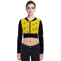 Gadsden Flag Don t Tread On Me Yellow And Black Pattern With American Stars Long Sleeve Zip Up Bomber Jacket by snek