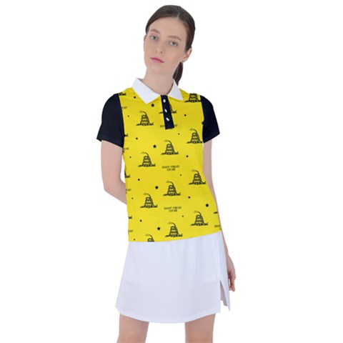 Gadsden Flag Don t Tread On Me Yellow And Black Pattern With American Stars Women s Polo Tee by snek