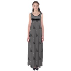 Gadsden Flag Don t Tread On Me Black And Gray Snake And Metal Gothic Crosses Empire Waist Maxi Dress by snek