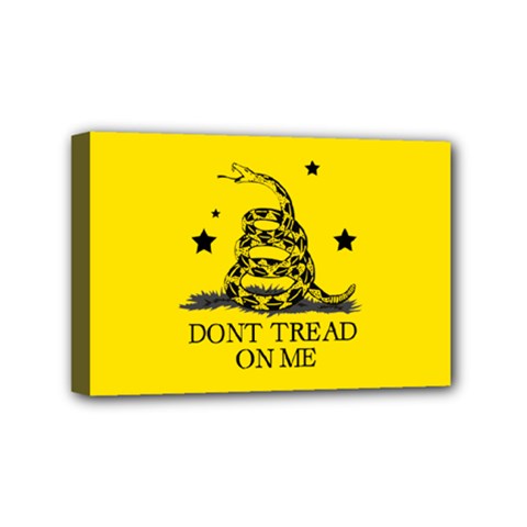 Gadsden Flag Don t Tread On Me Yellow And Black Pattern With American Stars Mini Canvas 6  X 4  (stretched) by snek